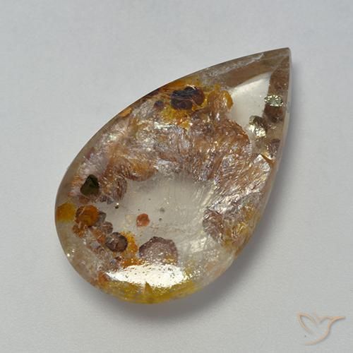 Quarzo Con Marcasite Multicolore naturale da 13.85 ct, Forma a pera, Trasparente