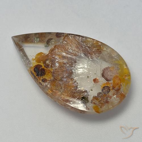 Quarzo Con Marcasite Multicolore naturale da 13.85 ct, Forma a pera, Trasparente