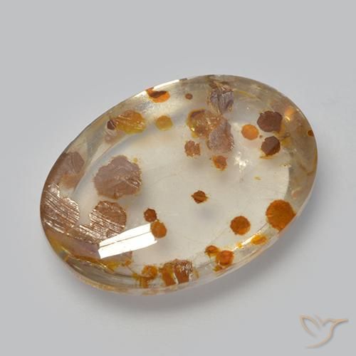12.37ct Naturale Multicolore Quarzo Con Marcasite, Ovale, Trasparente