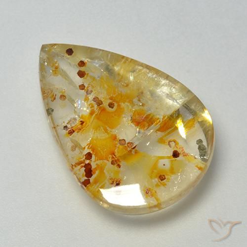13.08ct Naturale Multicolore Quarzo con marcasite, Forma a pera, Trasparente