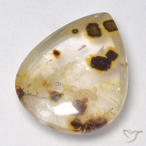 16.06ct Naturale Multicolore Quarzo Con Marcasite, Forma a pera, Trasparente