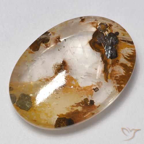 21.00ct Naturale Multicolore Quarzo Con Marcasite, Ovale, Trasparente
