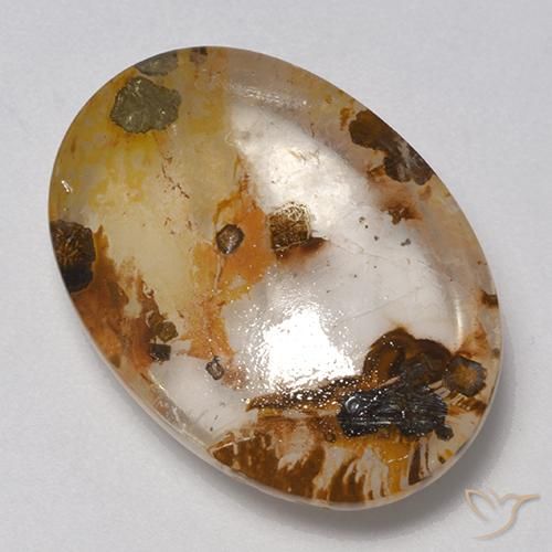 Quarzo con marcasite Multicolore naturale da 21.00 ct, Ovale, Trasparente