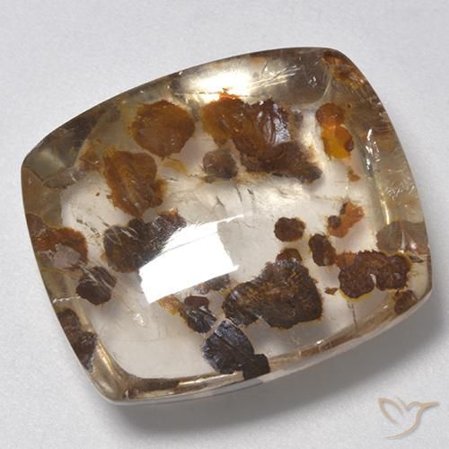 28.55ct Naturale Multicolore Quarzo Con Marcasite, Cuscino, Trasparente