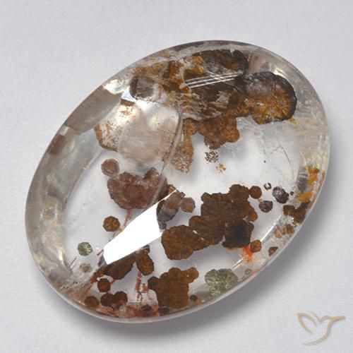 25.77ct Naturale Multicolore Quarzo Con Marcasite, Ovale, Trasparente