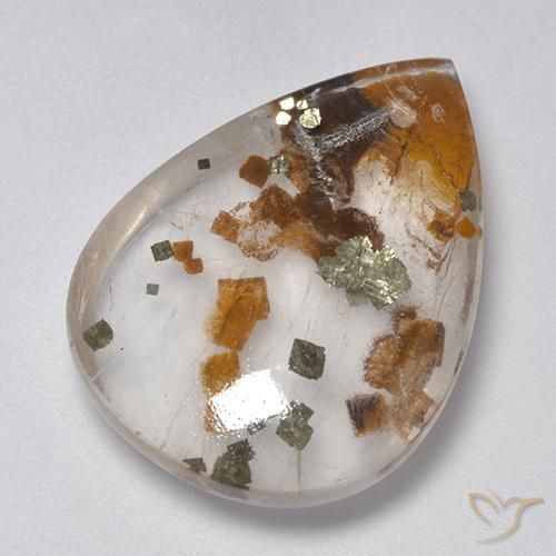 Quarzo con marcasite Multicolore naturale da 25.26 ct, Forma a pera, Trasparente