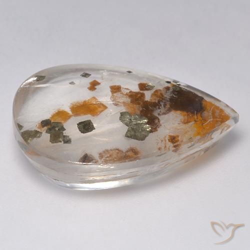 Quarzo con marcasite Multicolore naturale da 25.26 ct, Forma a pera, Trasparente