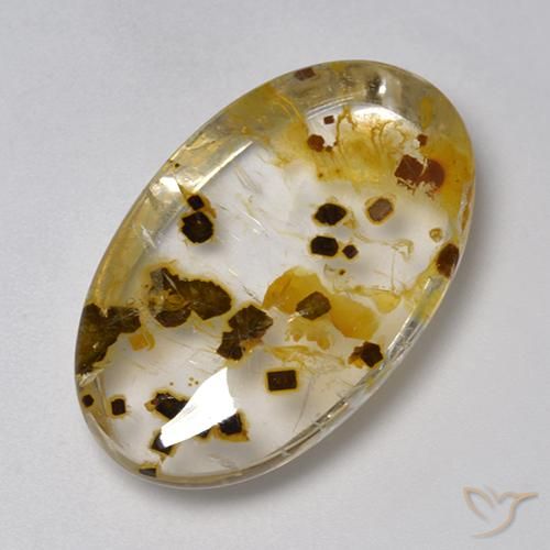 26.59ct Naturale Multicolore Quarzo Con Marcasite, Ovale, Trasparente