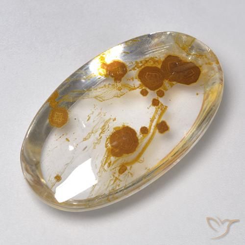 27.58ct Naturale Multicolore Quarzo Con Marcasite, Ovale, Trasparente