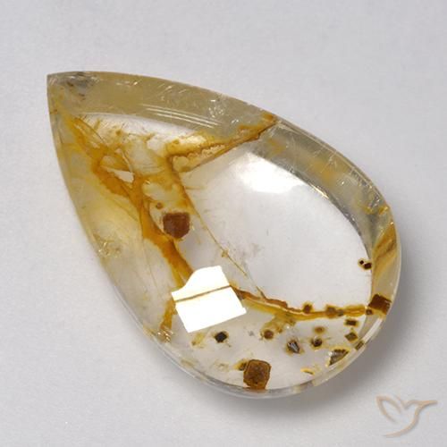 Quarzo con marcasite Multicolore naturale da 21.80 ct, Forma a pera, Trasparente