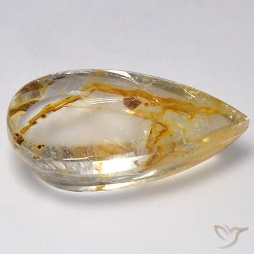 Quarzo con marcasite Multicolore naturale da 21.80 ct, Forma a pera, Trasparente