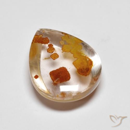 9.42ct Naturale Multicolore Quarzo Con Marcasite, Forma a pera, Trasparente