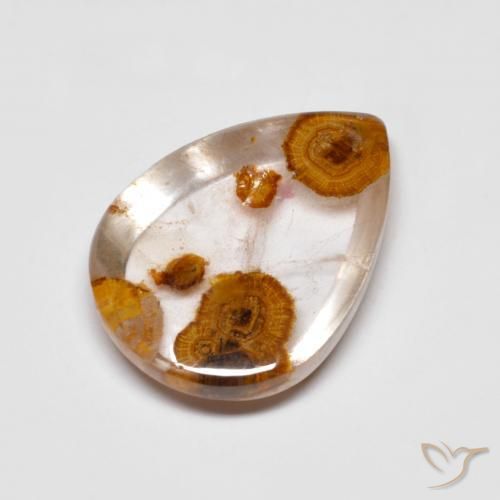 8.30ct Naturale Multicolore Quarzo Con Marcasite, Forma a pera, Trasparente