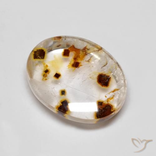9.60ct Naturale Multicolore Quarzo con marcasite, Ovale, Trasparente