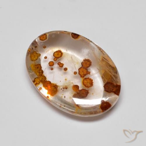 5.58ct Naturale Multicolore Quarzo Con Marcasite, Ovale, Trasparente