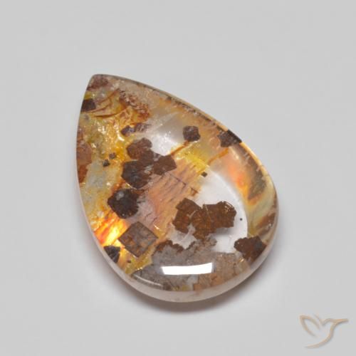 8.32ct Naturale Multicolore Quarzo Con Marcasite, Forma a pera, Trasparente