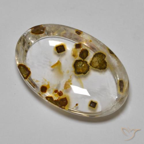 29.44ct Naturale Multicolore Quarzo Con Marcasite, Ovale, Trasparente