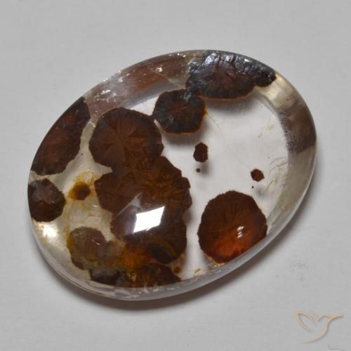 32.37ct Naturale Multicolore Quarzo Con Marcasite, Ovale, Trasparente