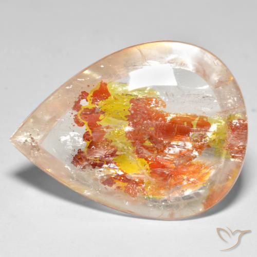 Quarzo con marcasite Multicolore naturale da 37.46 ct, Forma a pera, Trasparente