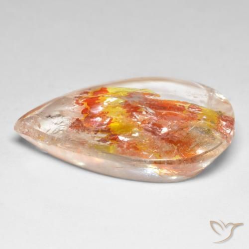 Quarzo con marcasite Multicolore naturale da 37.46 ct, Forma a pera, Trasparente