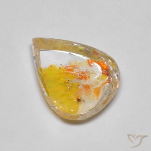 4.45ct Naturale Multicolore Quarzo con marcasite, Forma a pera, Trasparente
