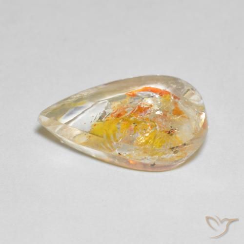 Quarzo con marcasite Multicolore naturale da 4.45 ct, Forma a pera, Trasparente