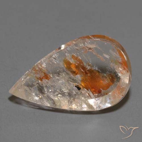 14.58ct Naturale Multicolore Quarzo Con Marcasite, Forma a pera, Trasparente