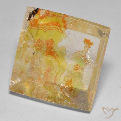 Quarzo con marcasite Giallo dorato naturale da 21.57 ct, Quadrato, Trasparente