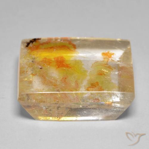 Quarzo con marcasite Giallo dorato naturale da 21.57 ct, Quadrato, Trasparente