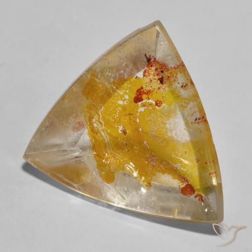 27.02ct Naturale Giallo dorato Quarzo Con Marcasite, Taglio trillion, Trasparente