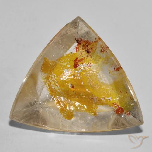 Quarzo con marcasite Giallo dorato naturale da 27.02 ct, Taglio trillion, Trasparente