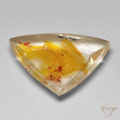 Quarzo con marcasite Giallo dorato naturale da 27.02 ct, Taglio trillion, Trasparente