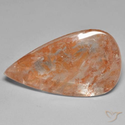 26.01ct Naturale Arancione rossastra Quarzo con marcasite, Forma a pera, Trasparente