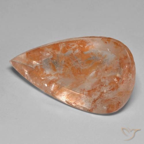 Quarzo con marcasite Arancione rossastra naturale da 26.01 ct, Forma a pera, Trasparente