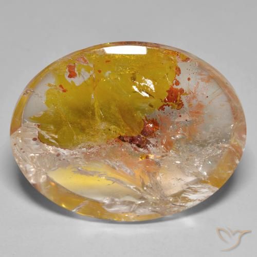 44.84ct Naturale Multicolore Quarzo Con Marcasite, Ovale, Trasparente