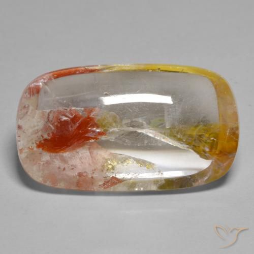 21.03ct Naturale Multicolore Quarzo con marcasite, Cuscino, Trasparente