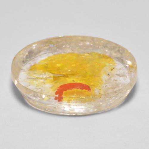 Quarzo con marcasite naturale dorato da 22,71 ct, taglio ovale, trasparente