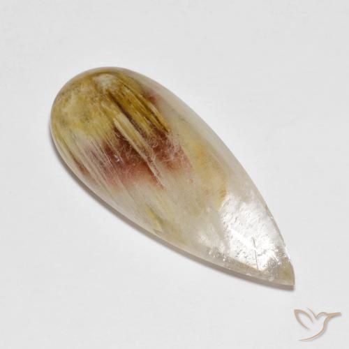 21.71ct Naturale Multicolore Quarzo Con Marcasite, Forma a pera, Trasparente