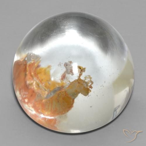 75.10ct Naturale Multicolore Quarzo Con Marcasite, Rotondo, Trasparente