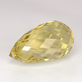 Quarzo naturale giallo da 22,59 ct, briolette, VS