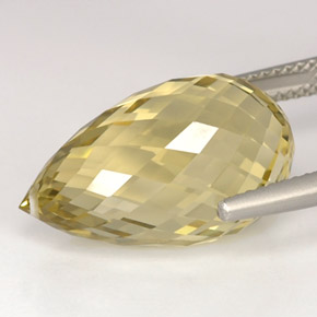 Quarzo naturale giallo da 15,28 ct, briolette, VVS-VS