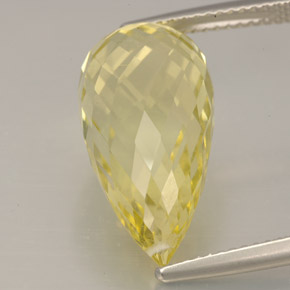 Quarzo naturale giallo da 12,08 ct, briolette, VVS-VS