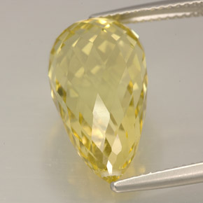 Quarzo naturale giallo da 12,38 ct, briolette, IF