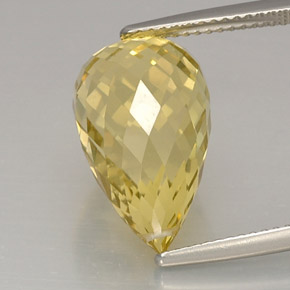 Quarzo naturale giallo da 10,63 ct, briolette, VVS