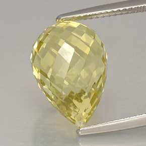 Quarzo naturale giallo da 10,31 ct, briolette, VVS