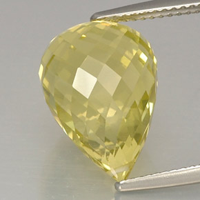 Quarzo Giallo limone naturale da 11.00 ct, Taglio briolette, VVS