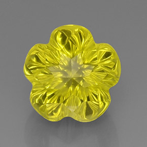 Quarzo naturale giallo da 12,53 ct, taglio fiore, trasparente