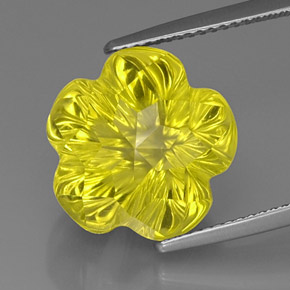 Quarzo naturale giallo da 12,53 ct, taglio fiore, trasparente