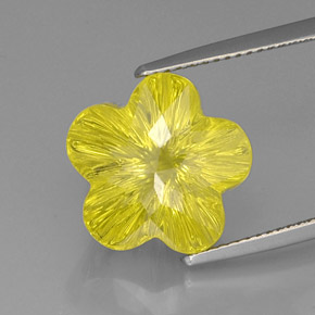 Quarzo naturale giallo da 9,84 ct, taglio fiore, trasparente