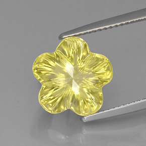 Quarzo naturale giallo da 6,62 ct, taglio fiore, trasparente